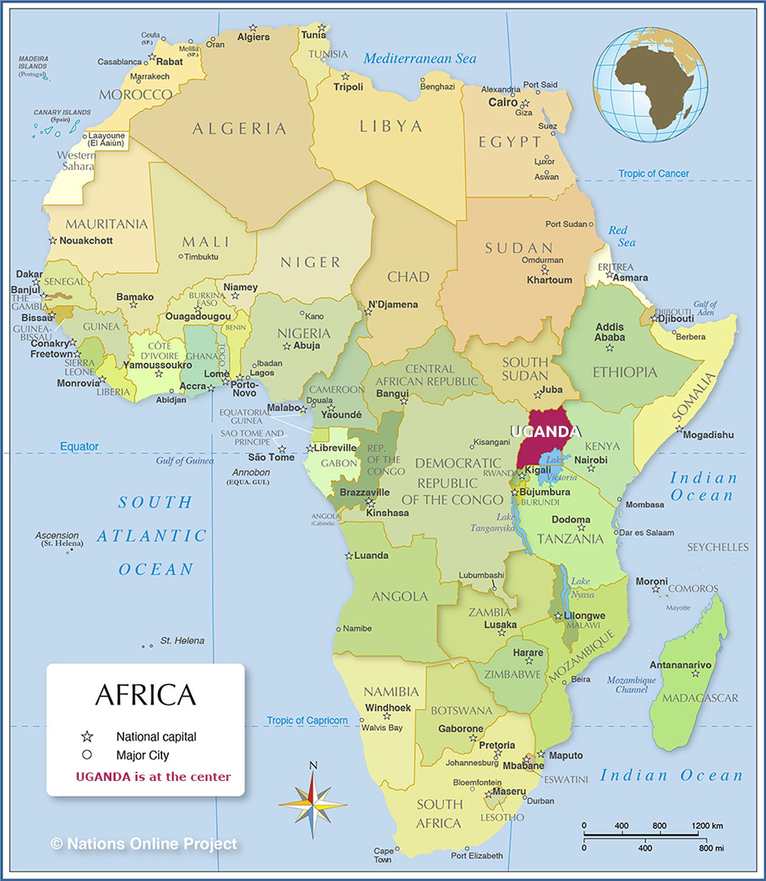 Location of Uganda in Africa
